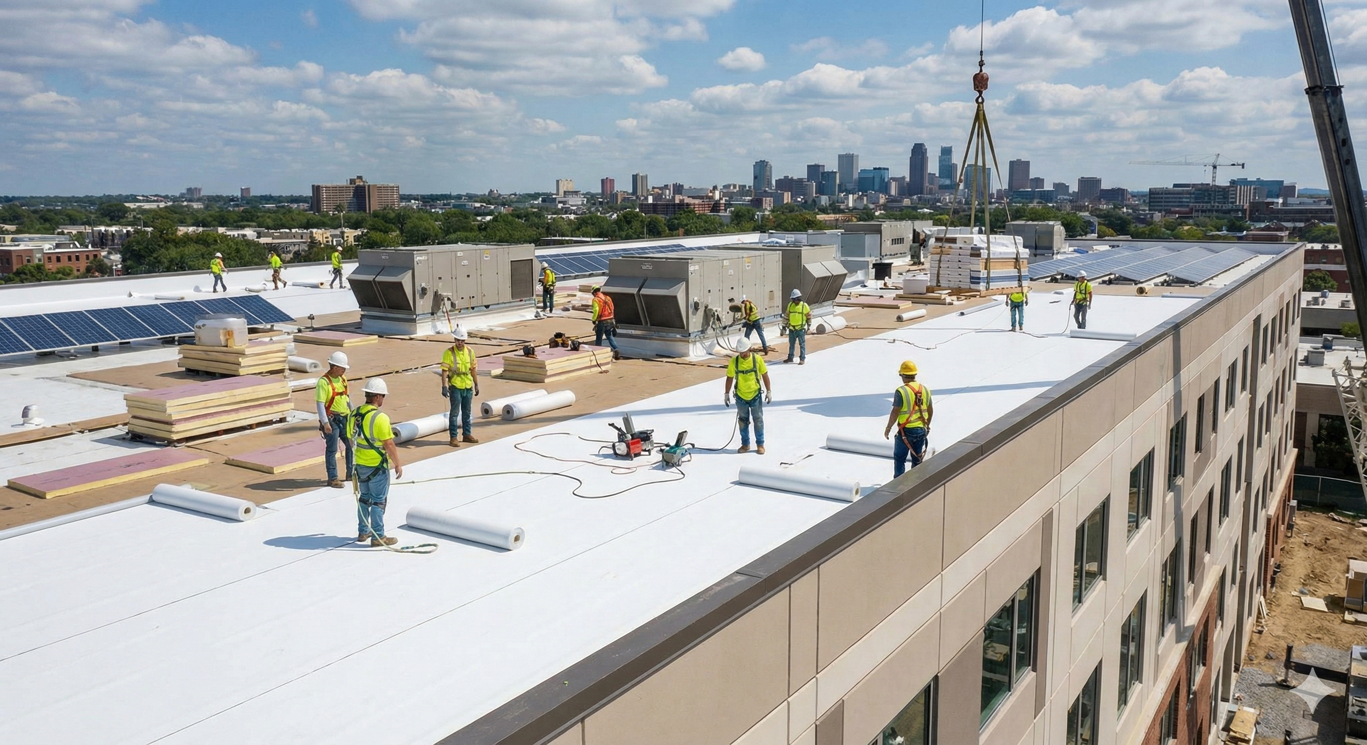 skilled commercial roof installation by Green Roofing Services